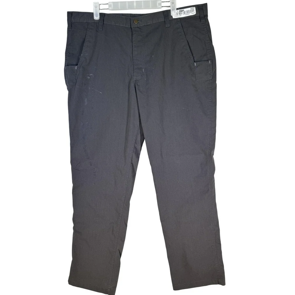 Carhartt Pants Mens 38x32 Gray Relaxed Fit Ripstop Utility Workwear Stain Zip